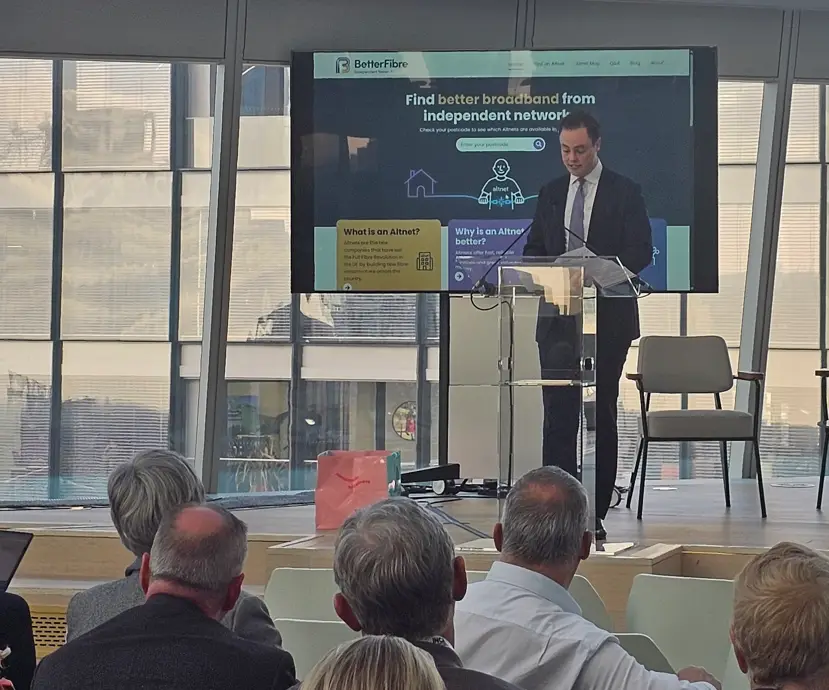 Kieran Bergholcs launches betterfibre.uk at Betterfibre Live
