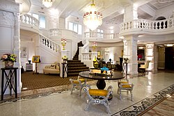 The grand lobby and staircase at St Ermin's Hotel